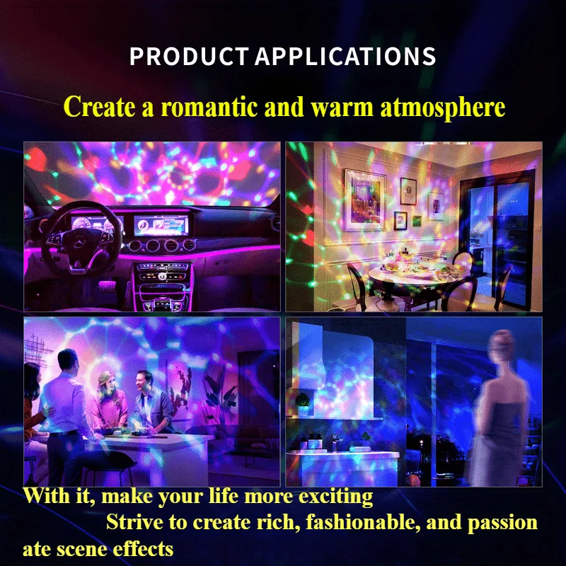 Mini USB Night Light RGB LED Stage Disco Light Rotating DJ Ball Strobe Auto Rotate for Car KTV Christmas Party Show Decoration