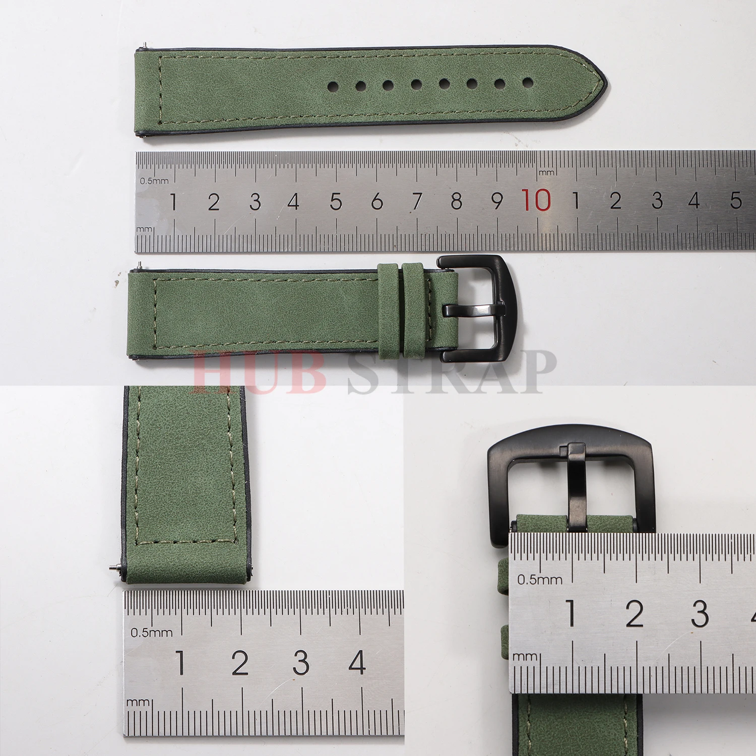Leather and Silicone Hybrid Wristband - 20mm/22mm Strap