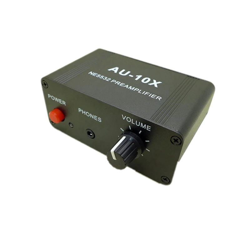 AU-10X NE5532 Preamplifier Amp Headphone Amplifier Board Gain 20Db RCA 3.5MM Volume Control EU Plug