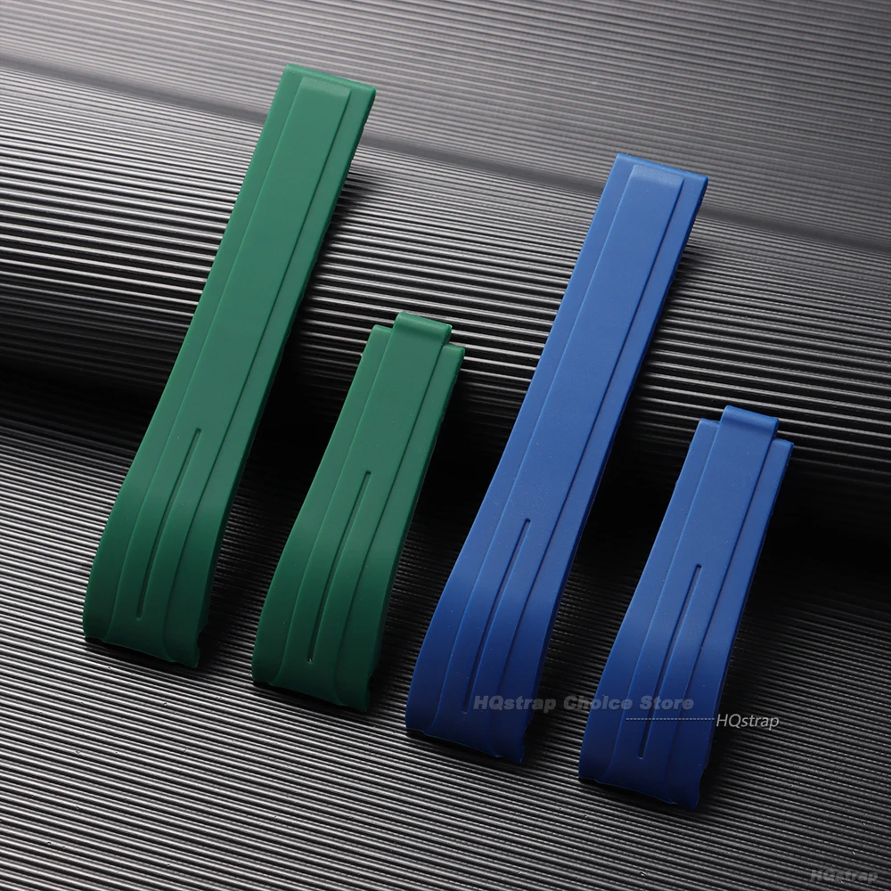 Waterproof Silicone Sport Watch Strap with Curved Ends and Folding Buckle