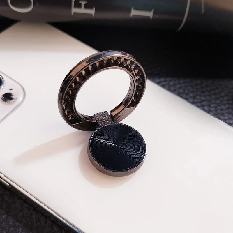 Crystal Round Phone Finger Ring Holder For iPhone Redmi Samsung Thread Metal Grip Rotation Cellphone Stand Mount Bracket car mount phone holder Holders & Stands