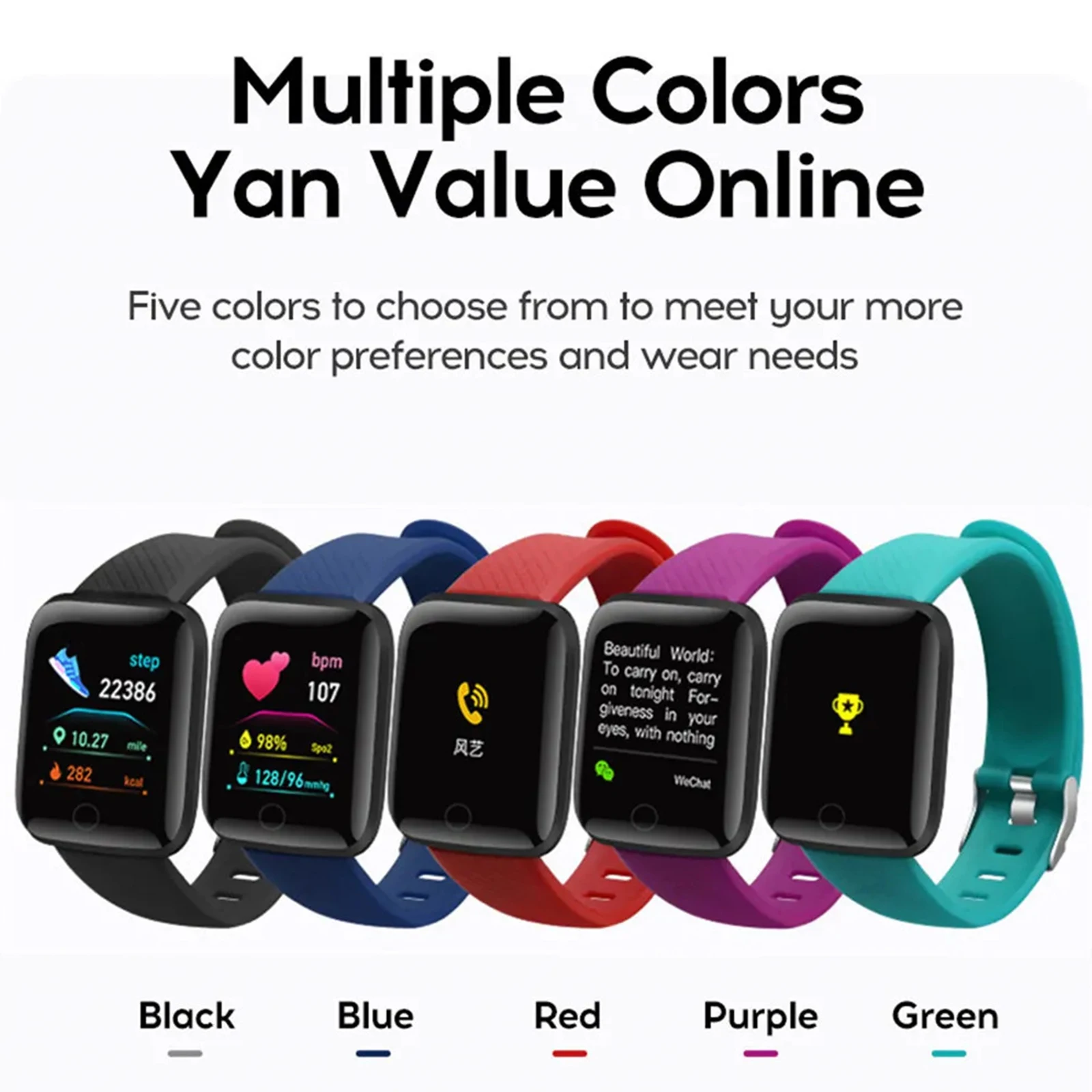 116Plus Smart Watch 1.44 Pollici Square Touch Screen Fitness Smart Watch Cardiofrequenzimetro Orologio Sportivo Con Cinturino In Silicone