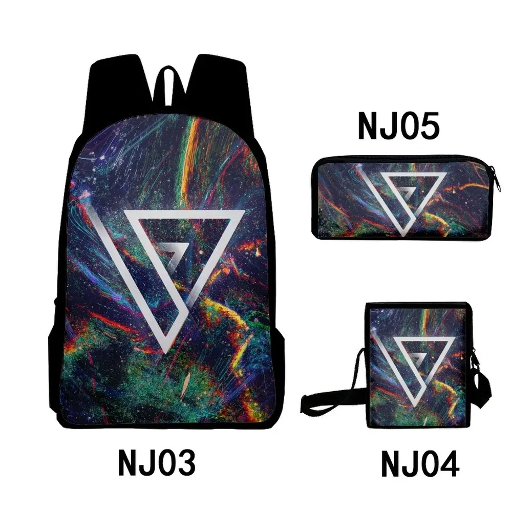 Harajuku Popular Abstract Patterns 3D Print Student School Bags, Laptop Backpack, Backpack, Tilt Shoulder Bag, Pencil Case, 3Pcs