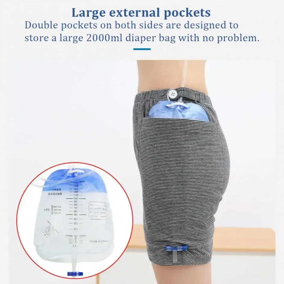Large Capacity Elderly Stomy Underwear Intestinal Kidney Mouth Surgery Nursing Portable Wearable Urine Bag Pants Double Pocket 5