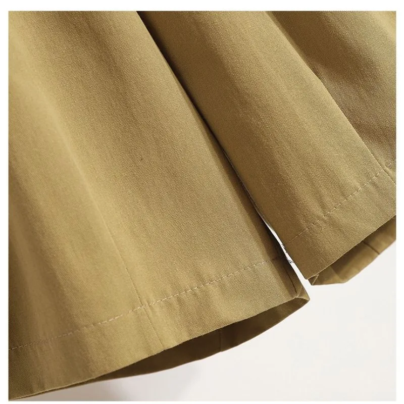 Summer Women's Clothing Solid Color Elastic Button High Waist Pockets Casual Loose Wide Leg Streetwear Commuter Trendy Shorts