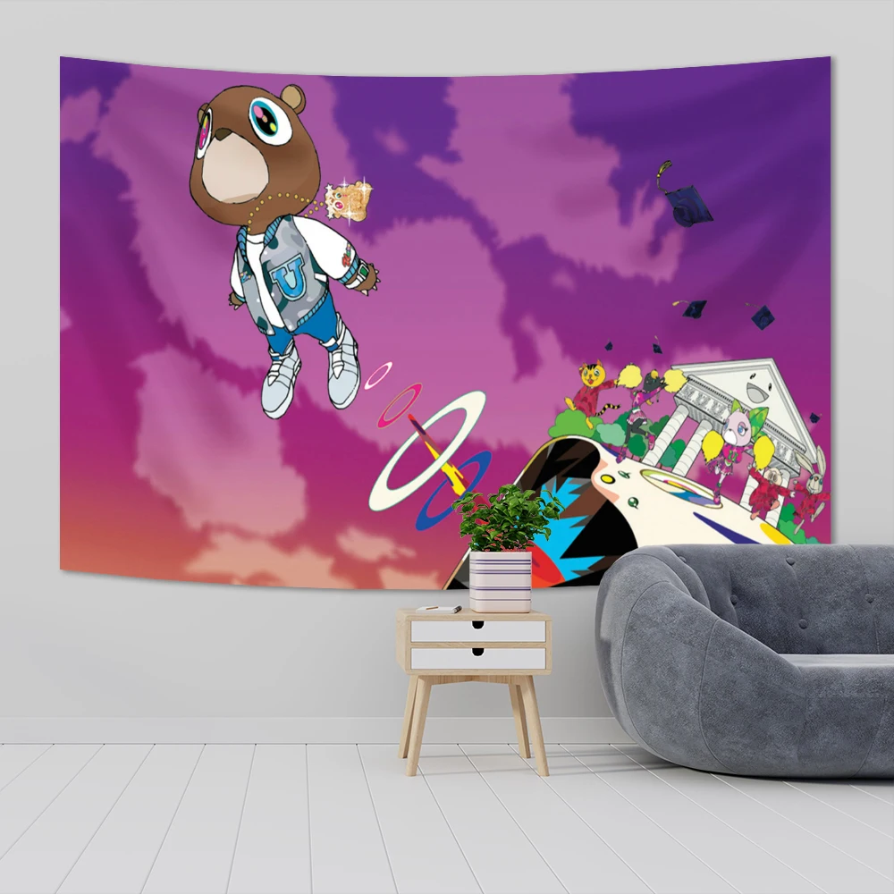 Otipie Kanye Tapestry Music Album Cover Flags Wall Hanging Living Room College Dorm Outdoor Parties Home hetic Living Room Decor