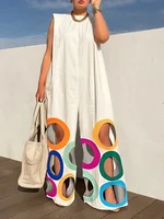 UOOZEE Women's Summer Colorful Circle Cutouts Hollow Out Jumpsuits Sleeveless Oversized Urban Casual Elegant Jump Suits 2025 New - Image 3