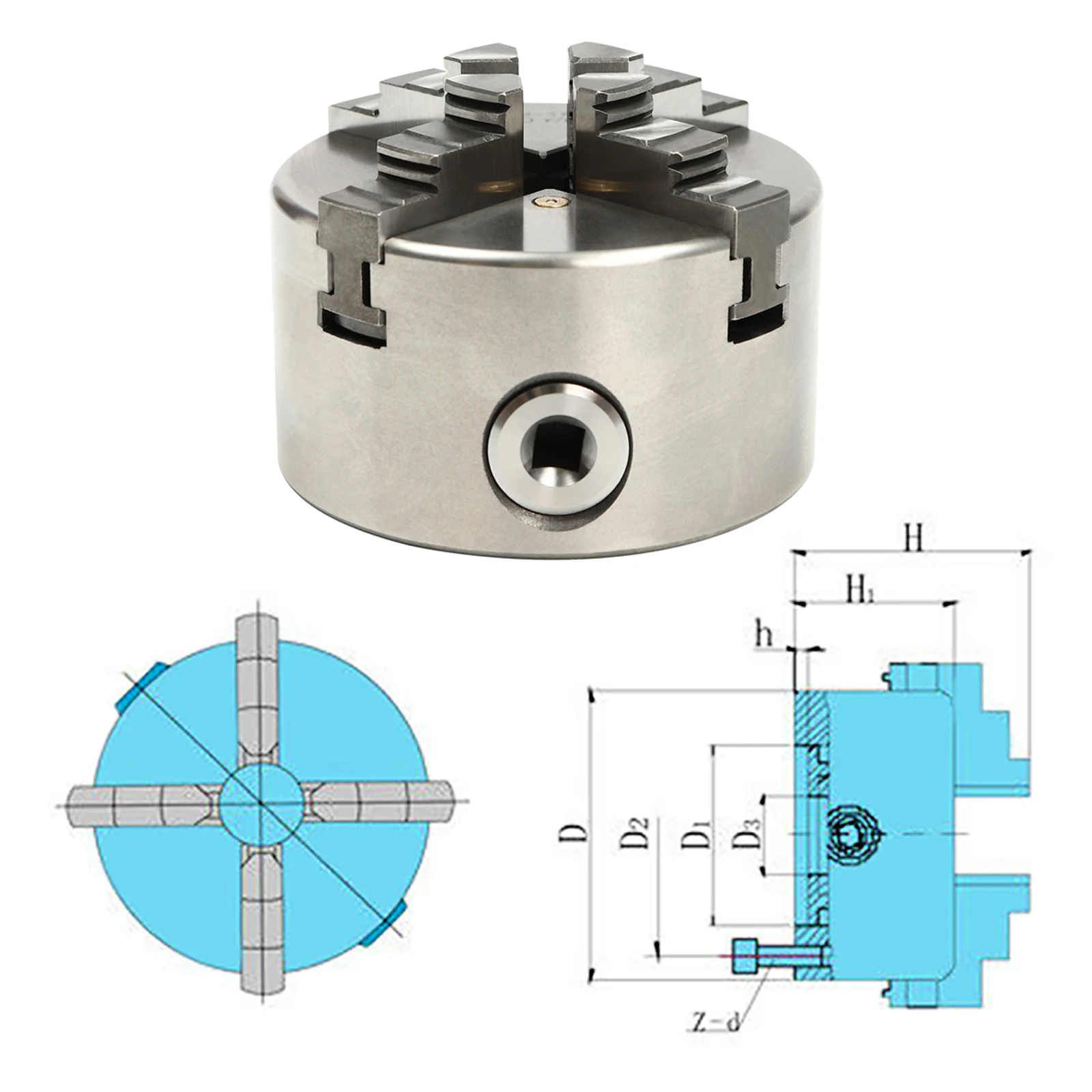 Selbstzentrierendes Drehfutter mit 4 Backen, Drehfutter, Drehfutter-Set, Werkzeugfutter, Präzisionsfutter für CNC-Drehmaschinen, Fräsen – Detail 2