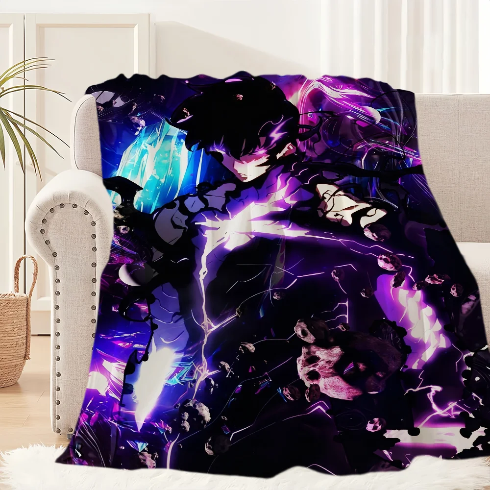 Anime Sung Jinwoo Blanket Plush Nap Sofa rug for Living S-Solo L-Leveling Room Office Bedroom Birthday Home Travel Kid Gifts 6