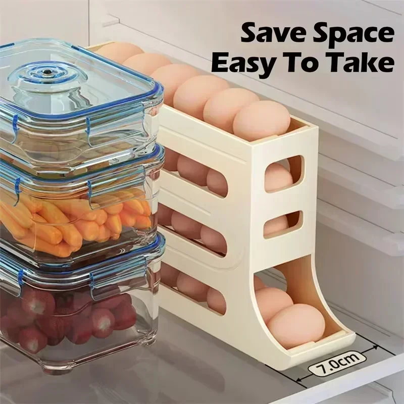 4-Layer Fridge Egg Rack - Compact Rolling Storage & Organizer for Efficient Refrigerator Space Management 5