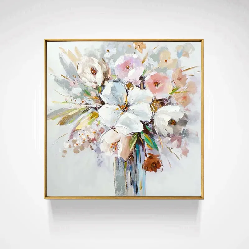 

Large Hand Painted Floral Painting Art Colorful Bloom Flower On Canvas For Living Room Wall Art Decorative Pictures Home Decor