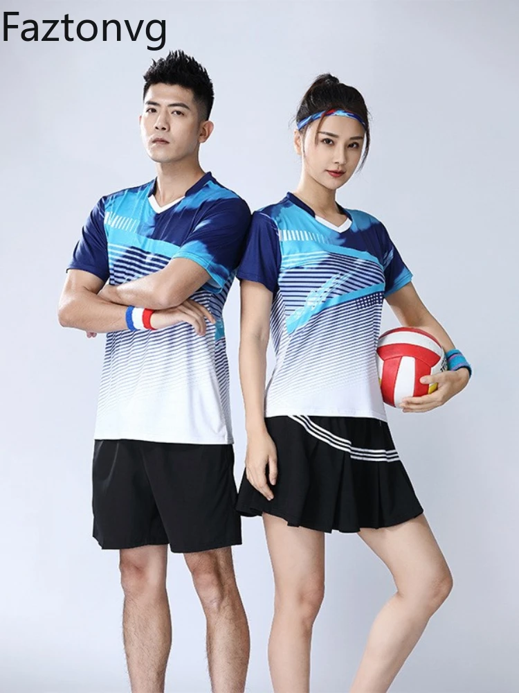 Volleyball Couple Badminton Suits Men Women Short Sleeve Sports Suits Sweat Absorbing Group Buying Badminton Sportswear