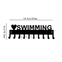 Love Swimming Medal Hanger Rack - 14.5 Inches with 10 Hooks Metal Wall Art Display Organizer for Wall-mounted Medal Decor 2