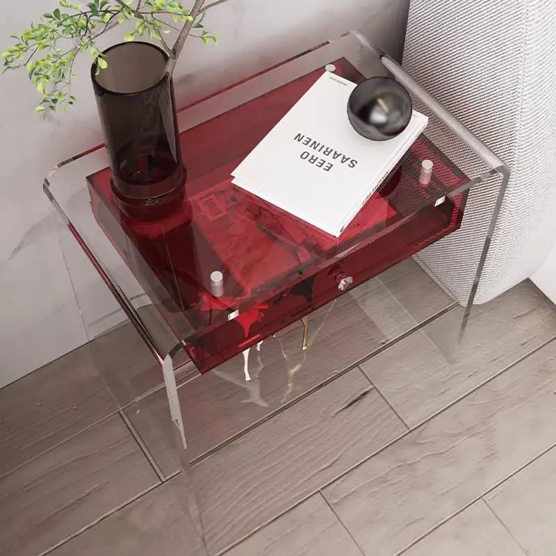 Elegant Transparent Nightstands Design Acrylic Luxury Nordic Bedside Table Drawer Narrow Unique Mesitas De Noche Furniture Home 5