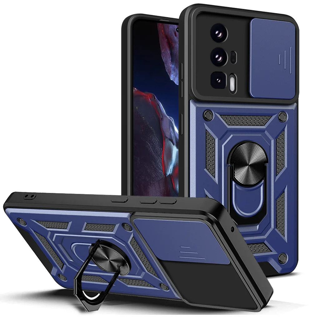 Durable Shockproof Armor Phone Case with Car Holder & Camera Lens Protection for Xiaomi Mi Poco F5 Series