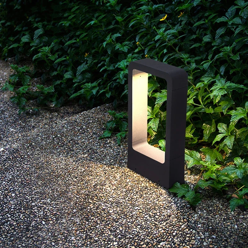 Outdoor Landscape Path Lights LED 7W Black IP54 Waterproof Lawn Post Lights Fixture for Lawn Patio Courtyard Driveway Decoration 4