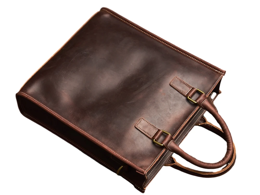 Vintage Echtes Leder männer Schulter Tasche Große Kapazität Totes Männer Handtasche Mode-Business Aktentasche Männliche Schulter Messenger – Detail 14