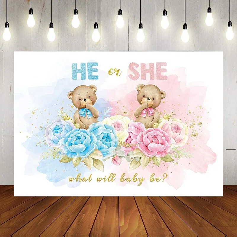 Lui O Lei Gender Reveal Photography Navy Blue Blush Elephant Background Sfondo Floreale Rosa Boy O Girl Party Banner Decoration