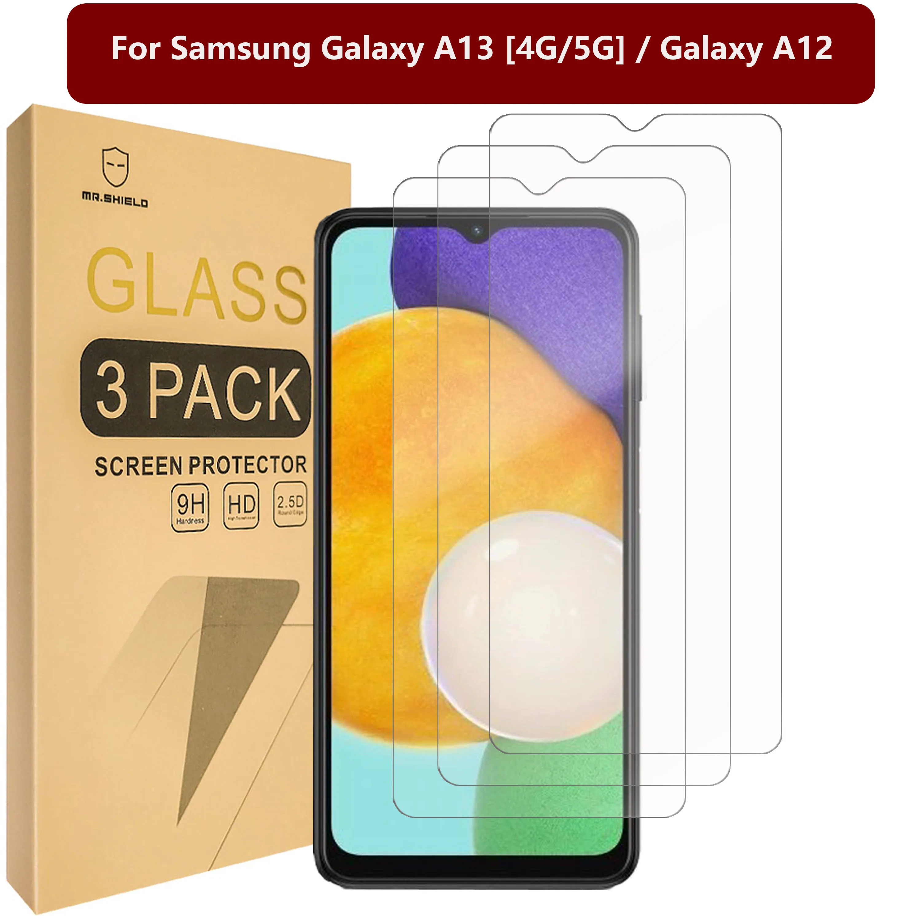 

Mr.Shield [3-Pack] Designed For Samsung Galaxy A13 [4G/5G] / Galaxy A12 [Tempered Glass] [Japan Glass with 9H Hardness]