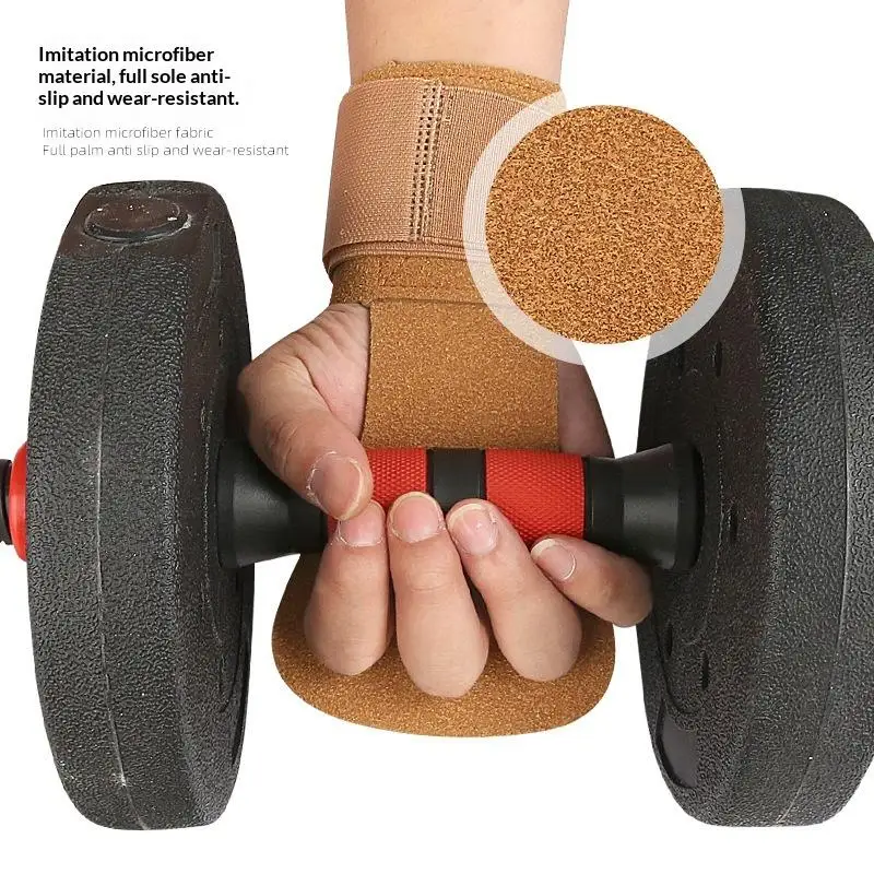 1 Paar Gymnastik-Griffbänder, Klimmzug-Griffriemen, Hebestraps, Handflächenschutz, Handgelenkbandagen, Rindsleder-Handschuhe, Sporthandschuhe – Detail 3