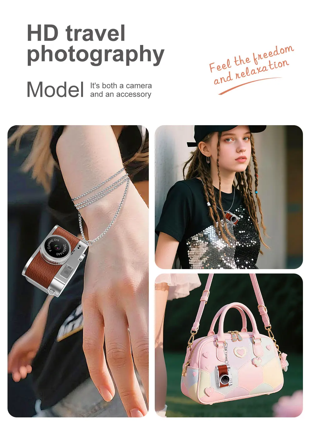 Digital Camera Newly Upgraded 1.47 Inch Keychain Camera with Screen 2K Resolution Portable Mini Retro Camera with Flash
