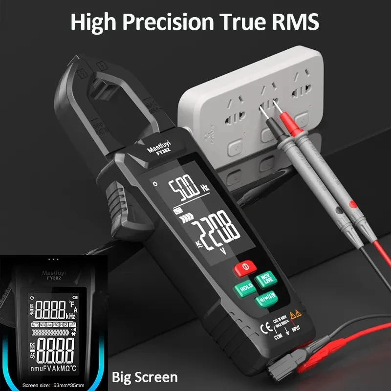 MASTFUYI Digital Clamp Meter AC Voltage Current Clamp Ohm Hertz Ammeter Clamp 9999 Count Automatic measurement of true RMS 5