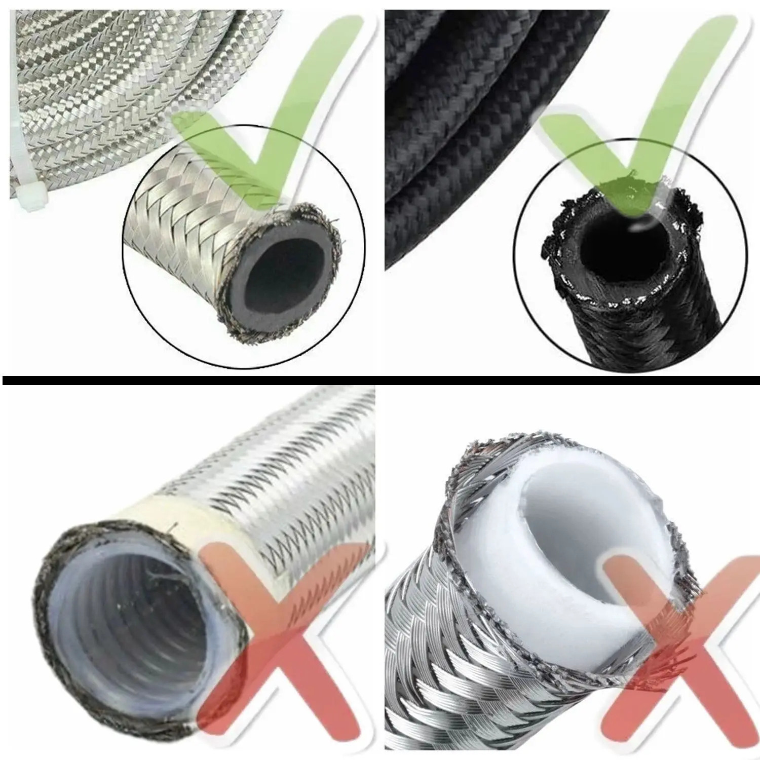 1/8NPT 車＆バイク アルミニウムANフレア→NPTストレート燃料ホース