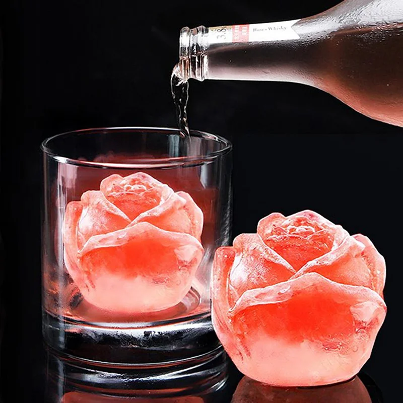 3D Rose Ice Molds Kitchen 1.3 Inch Small Ice Cube Trays Make 9