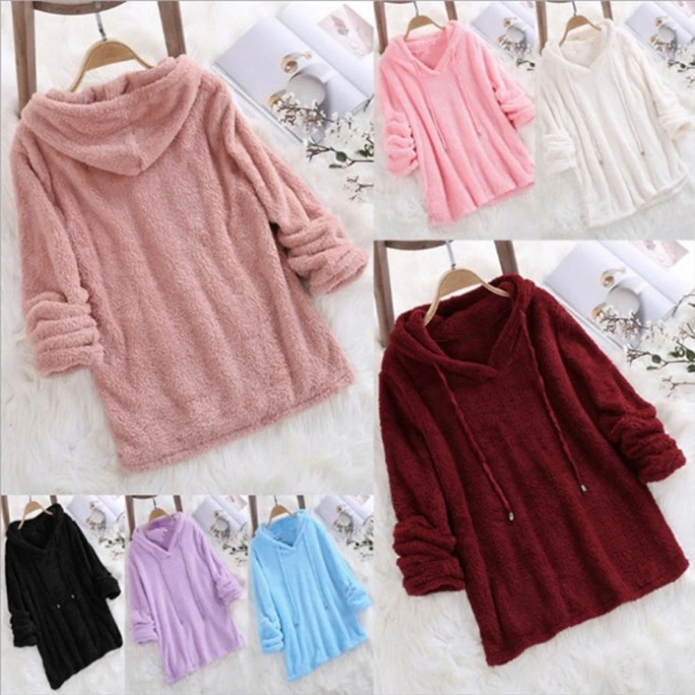 Women Casual Velvet Hoodie Sweatshirt