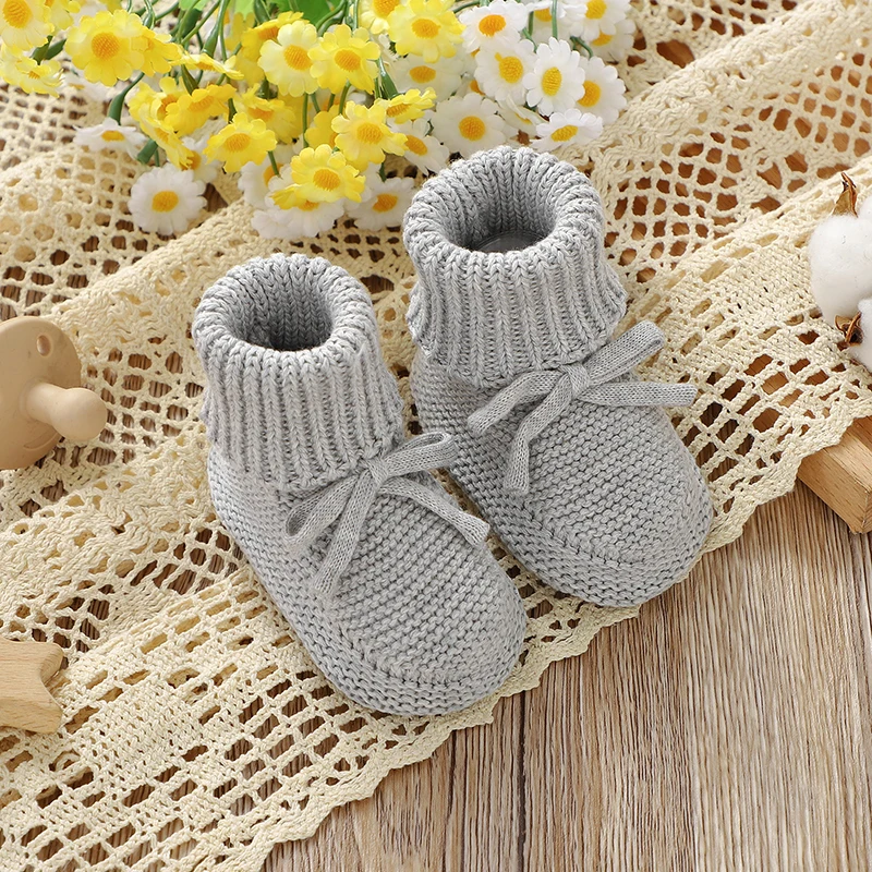 Baby Shoes 0-18m Solid Color Knitted Newborn Boys Girls Indoor Outdoor Prewalkers Comfortable Soft Soled Non-Slip