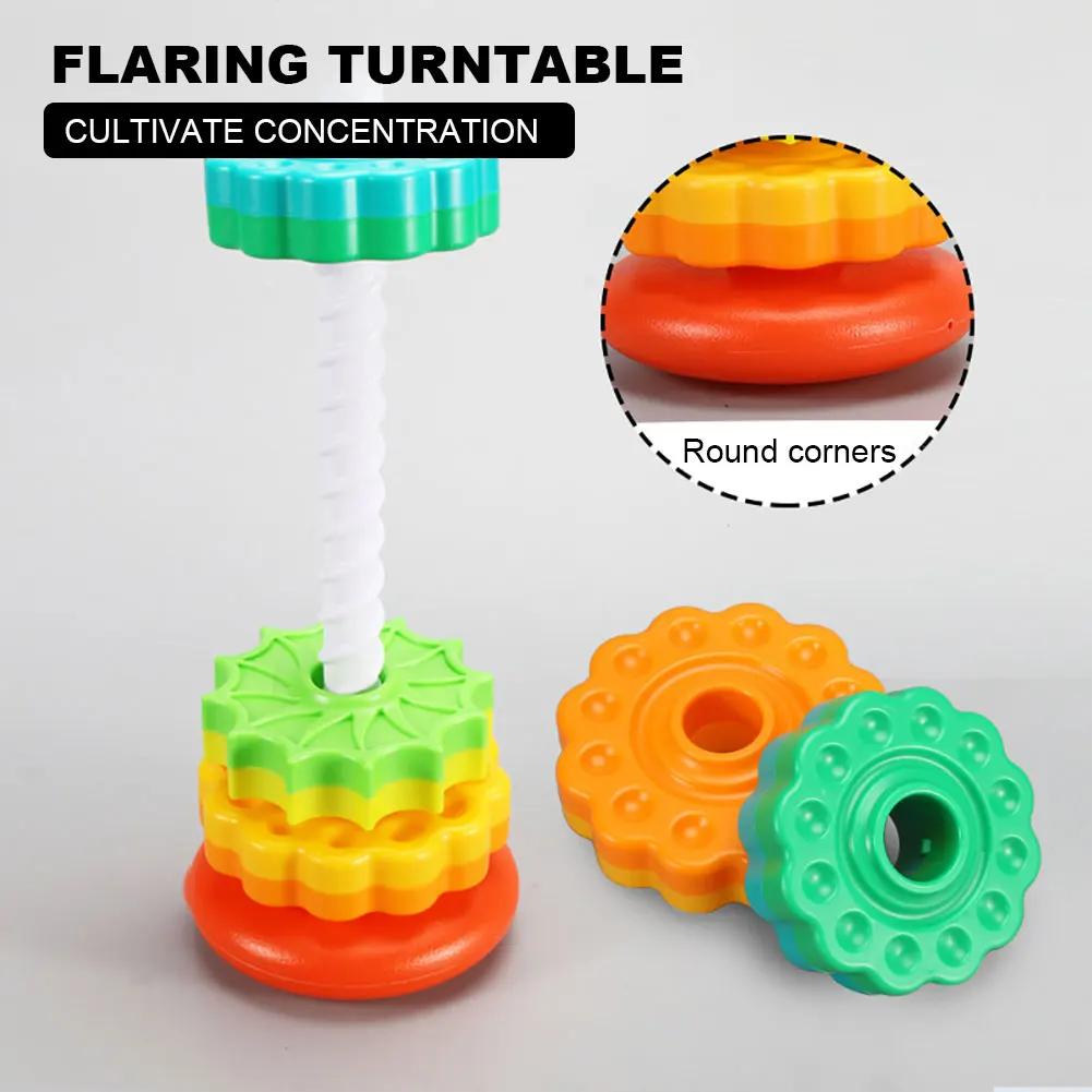 Gears Stacking Rings Toy Eco-Friendly Early Education Toys Smooth Spining Tower Building Blocks Safe for Preschool Gift