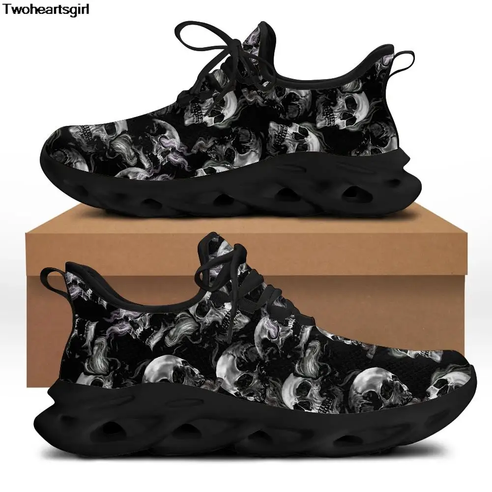 

Twoheartsgirl Men's Flat Sneaker Skull Print Summer Breathable Sneakers Lightweight Walking Mens High Quality Shoes Tennis Shoes