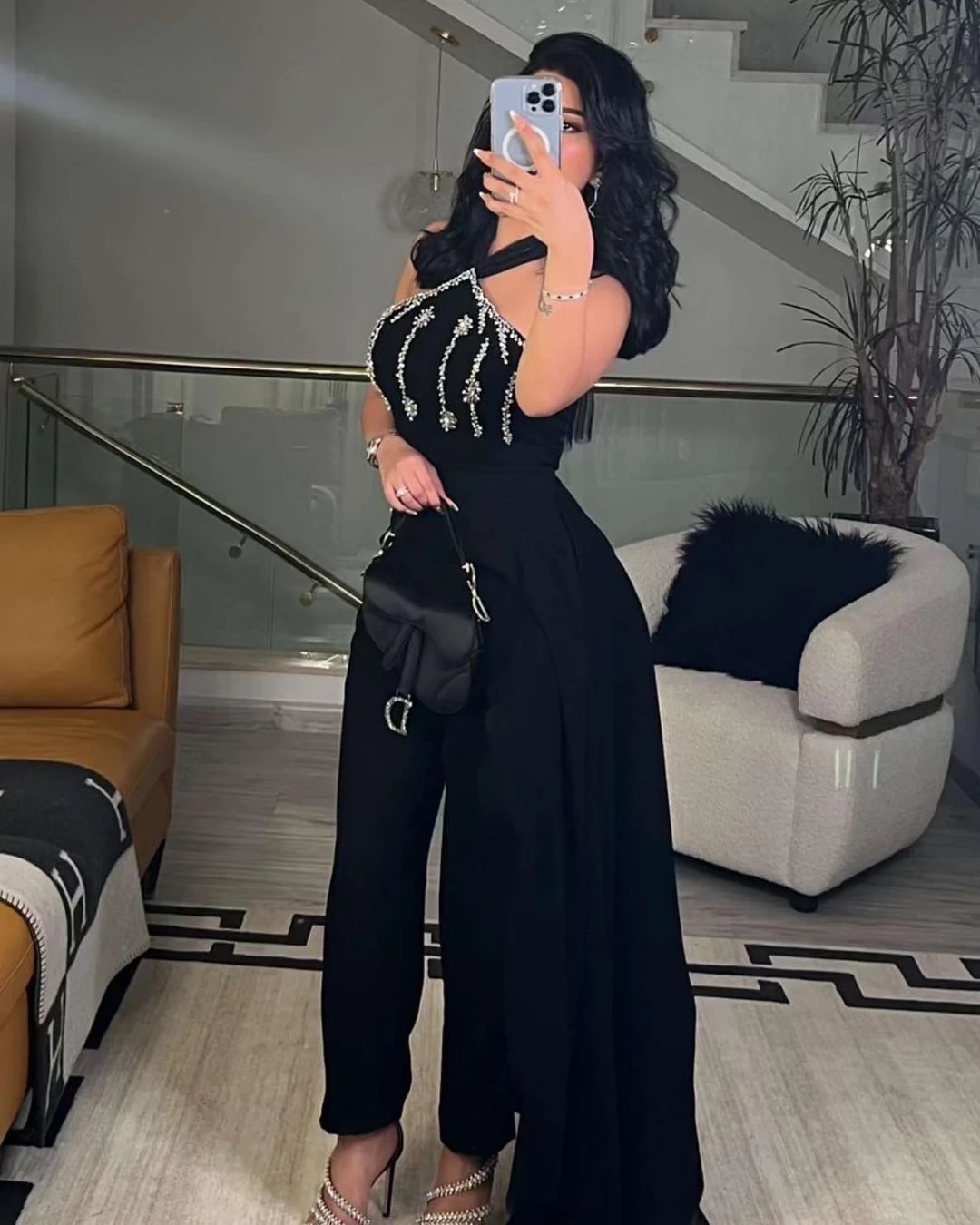

VD Vestidos De Fiesta Elegantes Para Mujer 2023 Halter Neck Beaded Prom Dresses Two Pieces Pant Suits Women Wear Evening Gowns