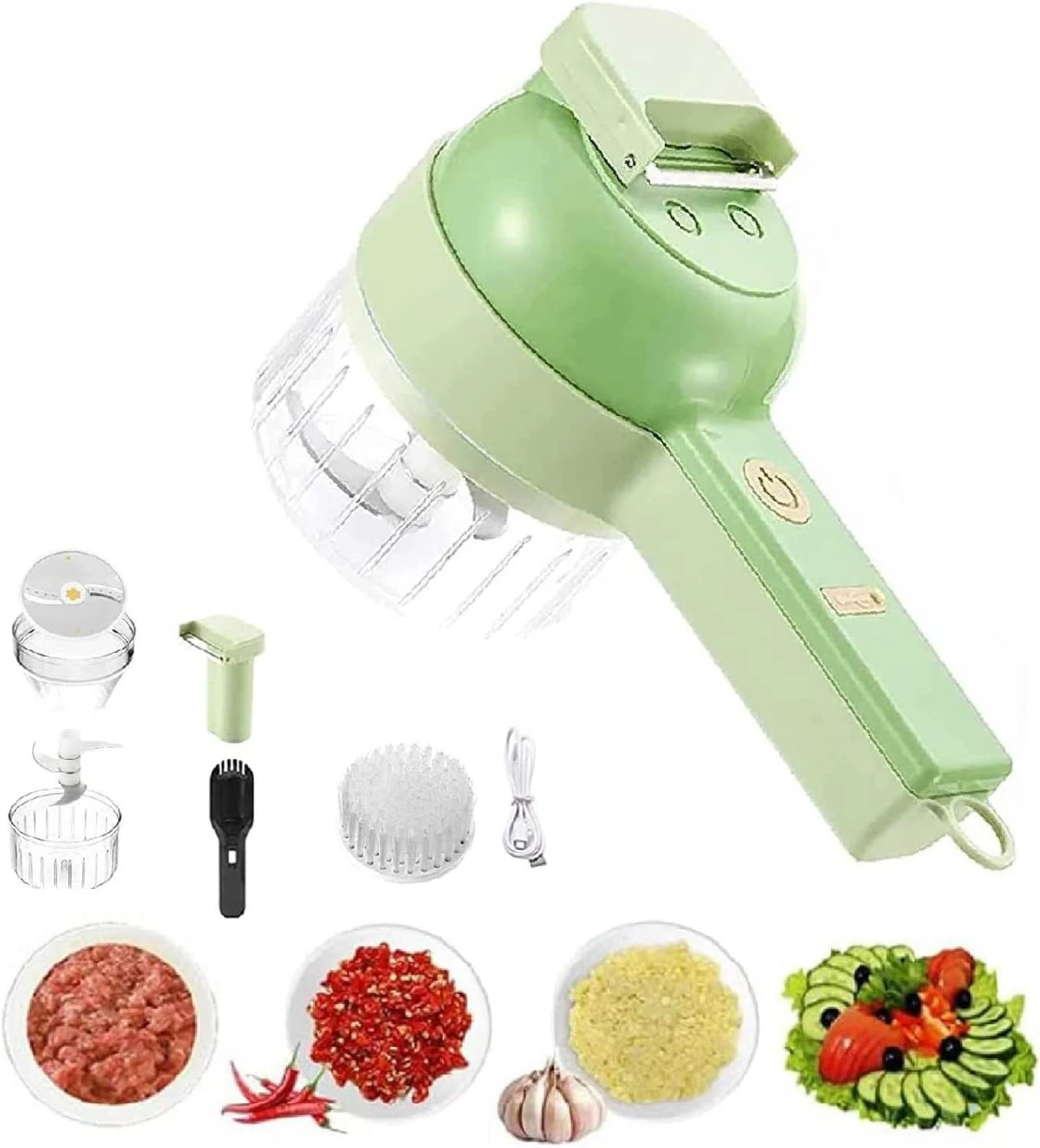 4 In 1 Handheld Electric Vegetable Cutter Set Mini Wireless Electric