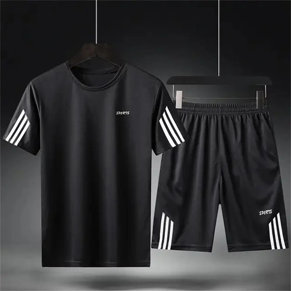 

Quick Drying Set With Three Bars For Men Spring And Summer Short Sleeved Men Korean Version Trendy Handsome Fashionable Short