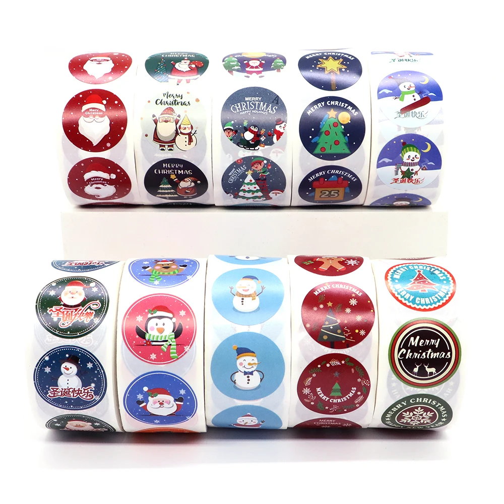 Merry Christmas Stickers 500Pcs For DIY Gifts Baking Package Envelope Stationery Decor