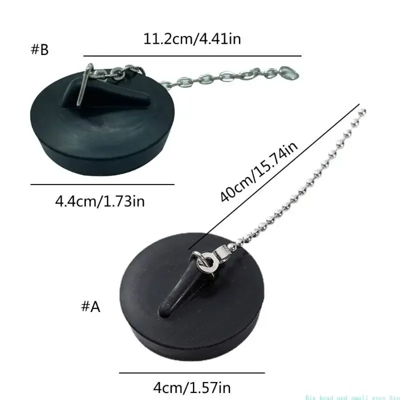 Universal Rubber Bath Plug with Chain Drain Stopper Handy Rubber Bath Plug for Kitchen & Bathroom Sinks 40mm Durable
