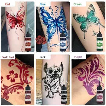 Pasta di succo per tatuaggi temporanei con modelli, gel di inchiostro per tatuaggi temporanei all'henné per crema per pittura body art, pigmento fai da te professionale