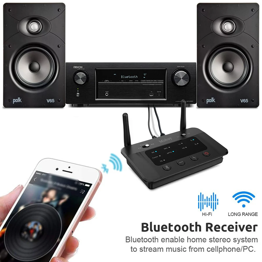 B03 Bluetooth 5.3 Transmitter Receiver TV Home Stereo Headphones aptX Low Latency HD Adapter Splitter RCA AUX 3.5mm Input/Output