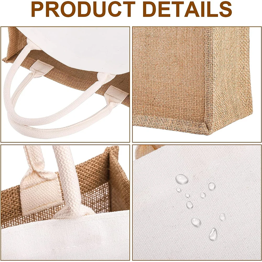 Jute Imitation Linen Bag White Shopping Bags Environmentally Friendly Flower Letter Series Printing Pattern Linen Shoulder Bag