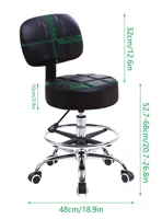 KKTONER Swivel Round Rolling Stool PU Leather with Adjustable Foot Rest Height Adjustable Task Work Drafting Chair with Back 2