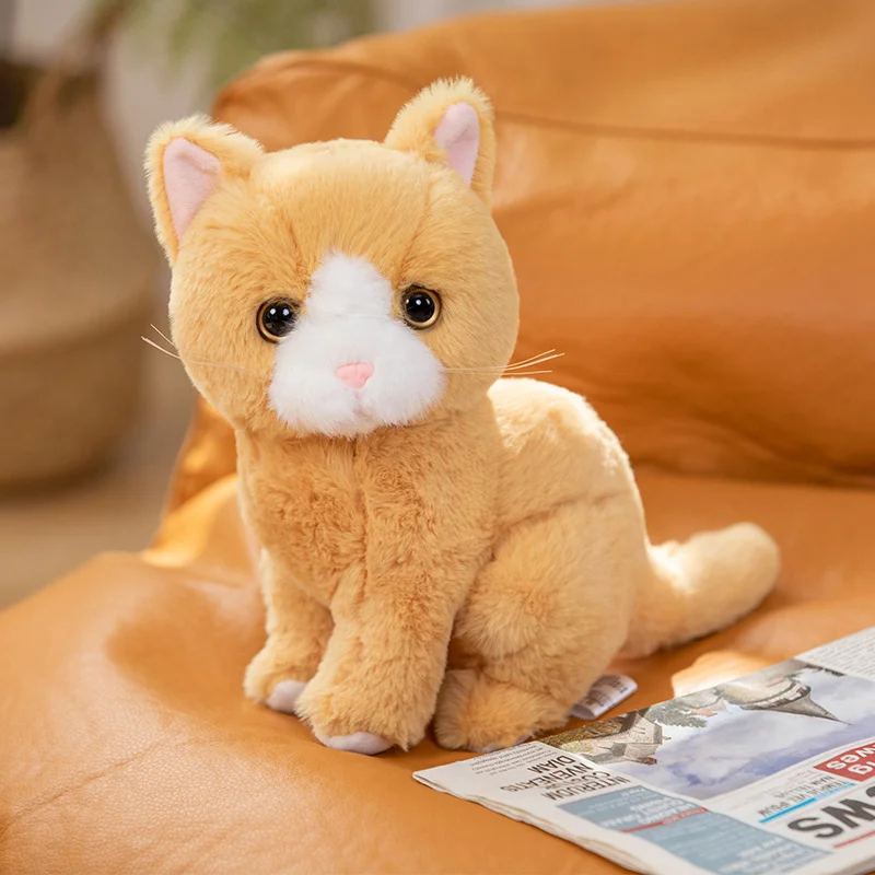 thumbnail image 1 of 26cm Simulation Grey White Black Cat Plush Toy Cartoon Sitting Lifelike Kitten Animal Cats Artificial Touch Doll Gift for Kids, 1 of 5