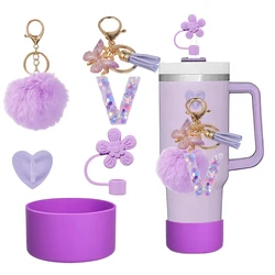 Elegant Accessory Set with Personalized Resin Initial Keychain (V)