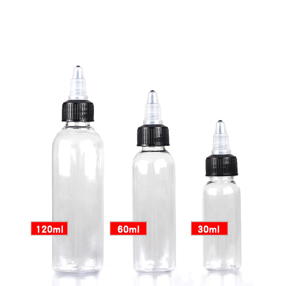 

10ml 30ml 60ml 100ml Plastic Squeeze Dispensing Bottles with Twist Top Cap Clear Bottle Small Round Liquid Bottles for Household