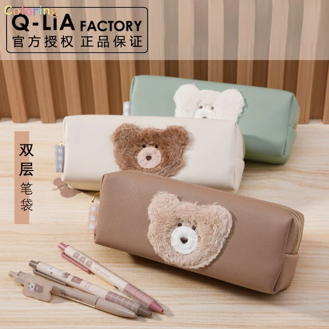 Sacs À Crayons Damier Grande Capacité Étui Kawaii Ours Sac En