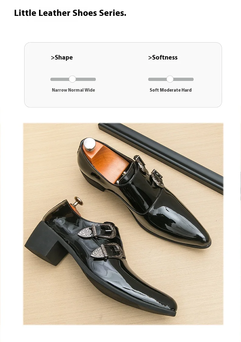 FUQIAO High Heels Herren Formelle Schuhe Retro Leder Männliche Müßiggänger Elegantes Kleid Hochzeit Erhöhte Schuhe Casual Business Oxfords – Detail 8