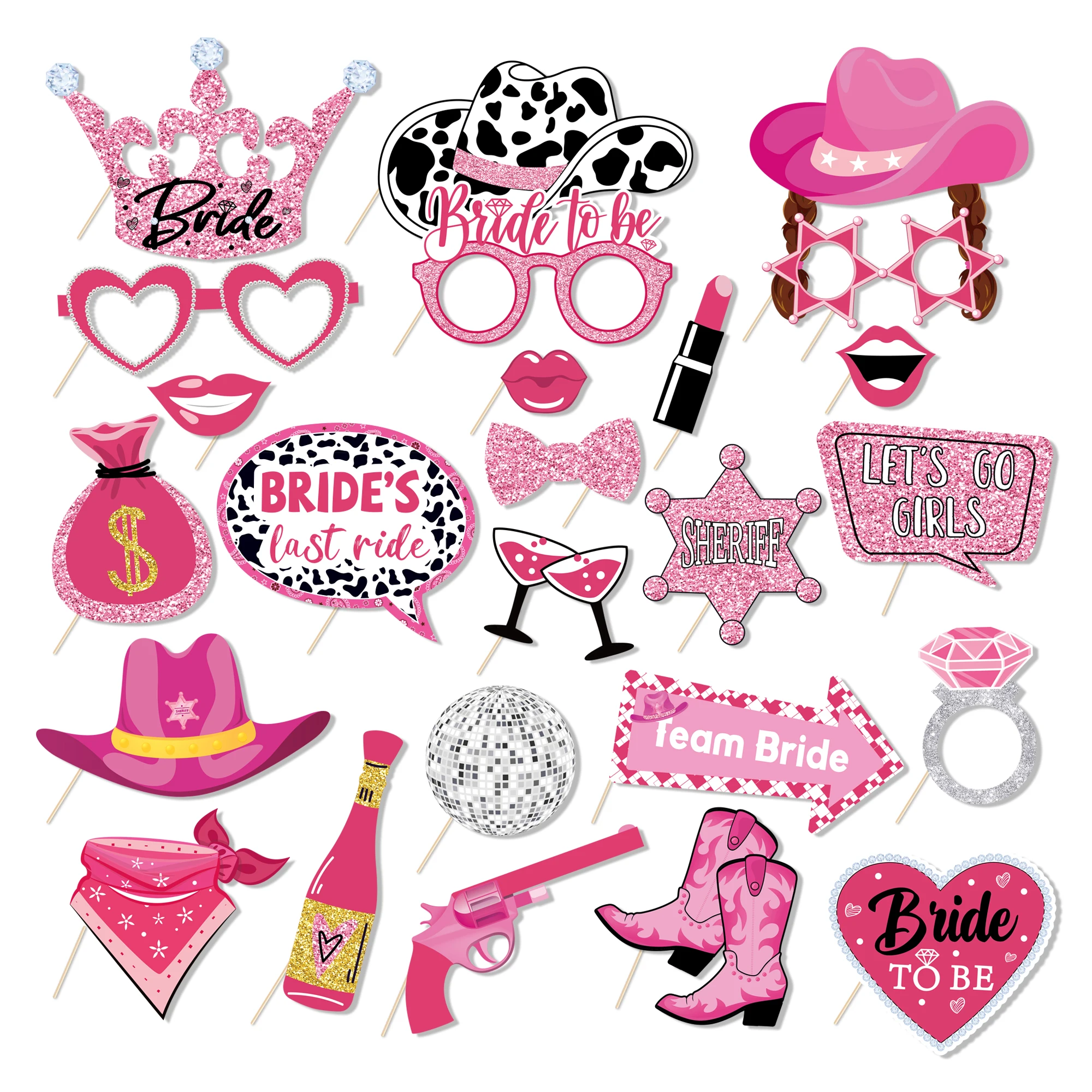 웨스트 카우보이 걸스 디스코 파티 사진 부스 소품, 신부 투 ME 생일 파티, ..