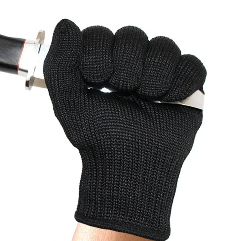 1Pair Black Steel Wire Metal Mesh Gloves Anti Cutting Wear Working Gloves Garden
