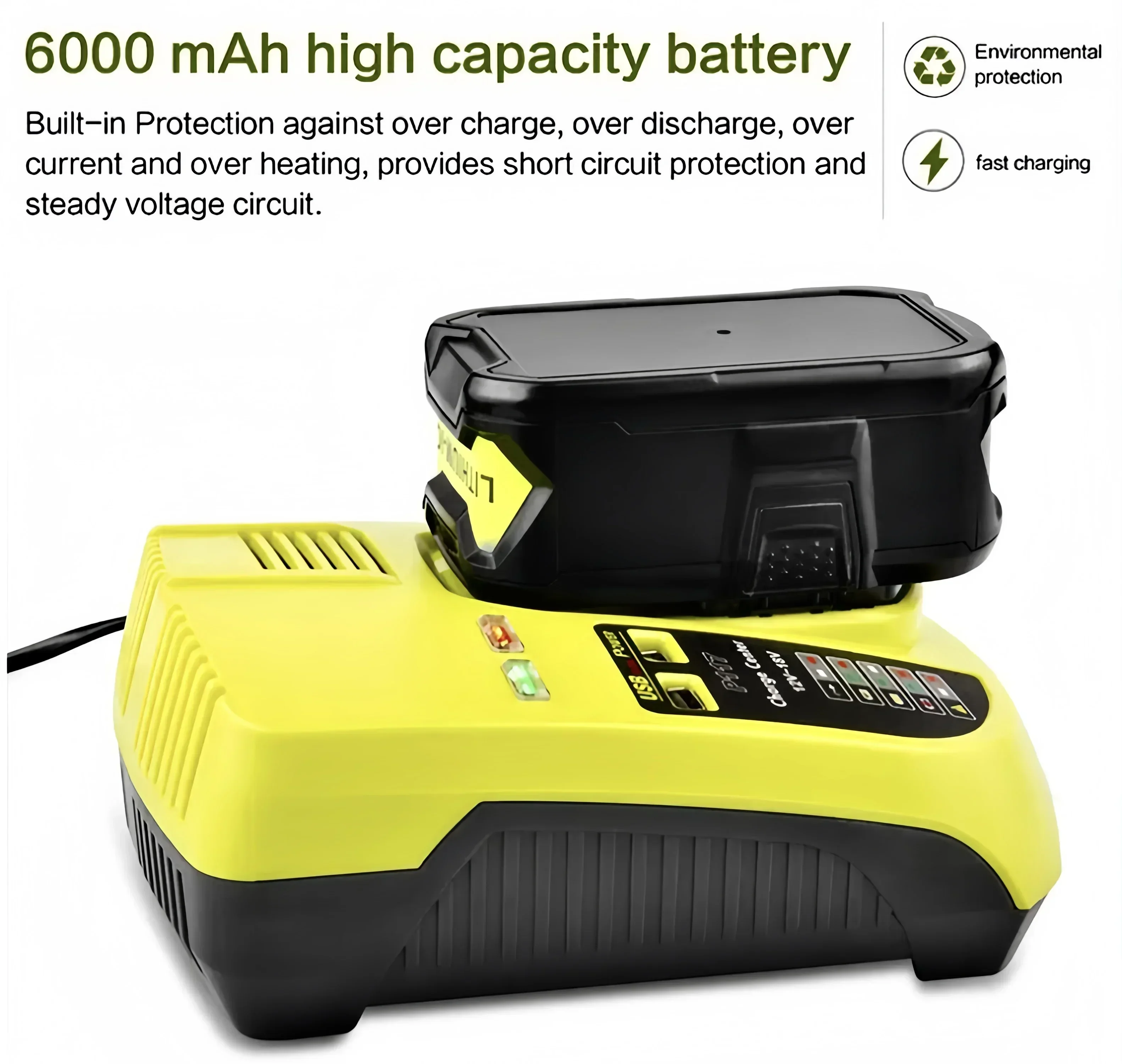 18V 6.0Ah RYOBI ONE+ lithium battery power tool battery rechargeable battery No memory effect low self discharge suitable for all ONE+tools P10 P107
