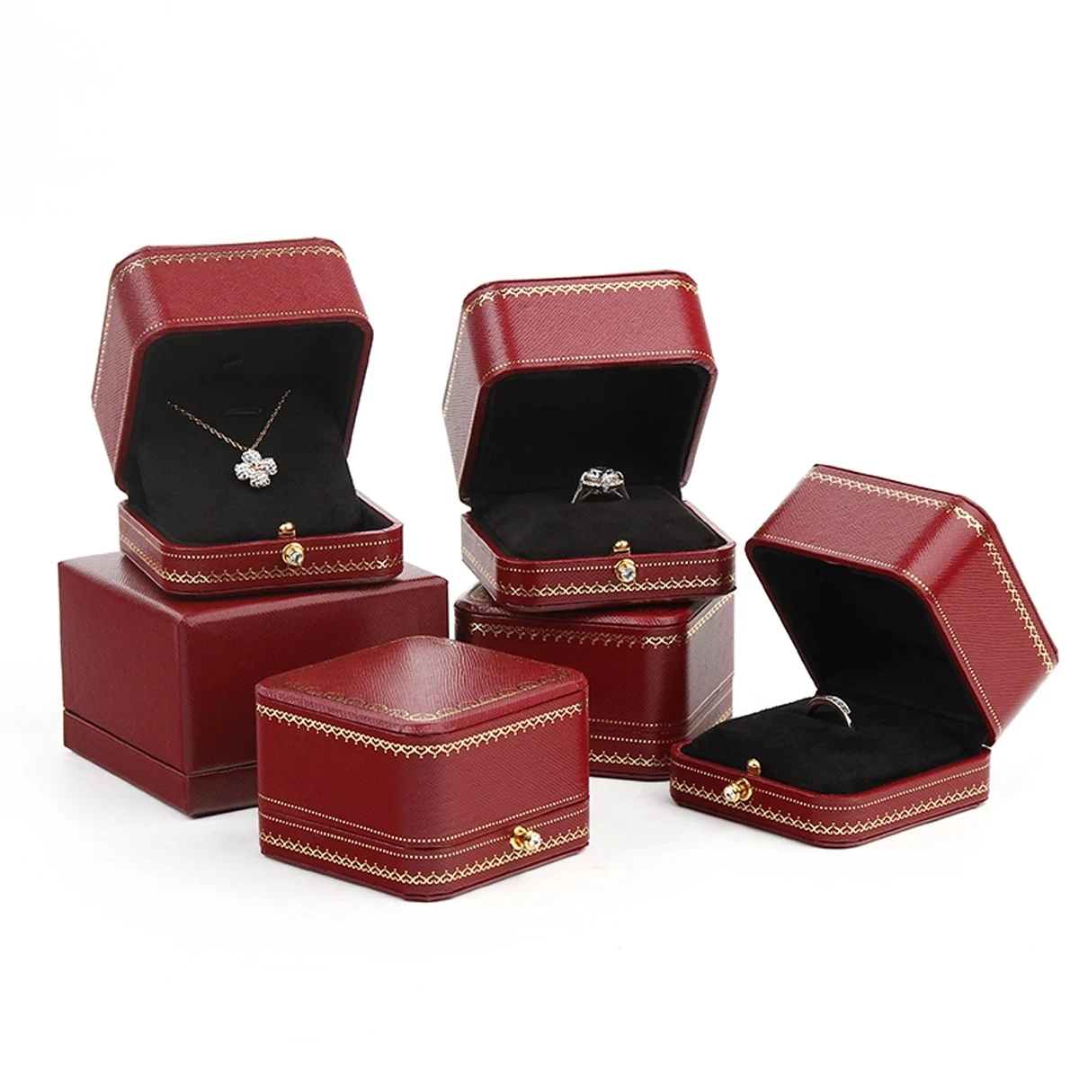 5PCS Wholesale! Mini Black Octagonal Pu Leather Vintage Jewelry Display  Proposal Wedding Ring Box For Men And Lovers Dating - AliExpress